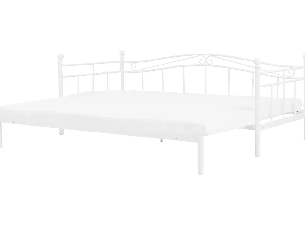 Kinder>Beliani Metallbett Ausziehbar Weis Lattenrost 80 X 200 Cm Tulle