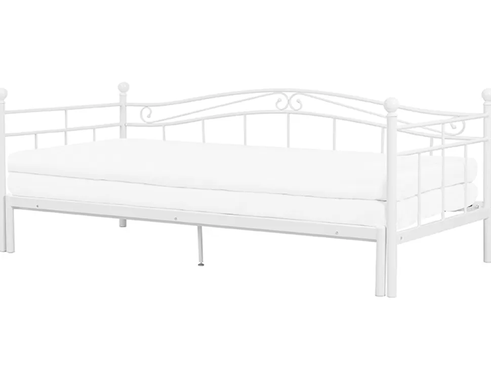 Kinder>Beliani Metallbett Ausziehbar Weis Lattenrost 80 X 200 Cm Tulle