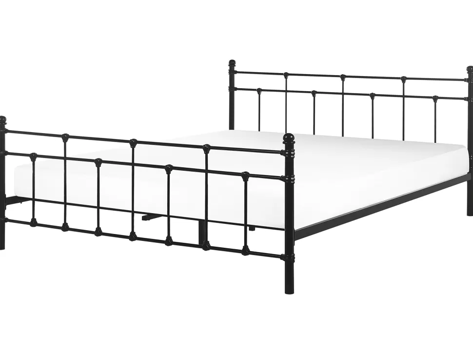 Betten>Beliani Metallbett Schwarz Lattenrost 160 X 200 Cm Lynx