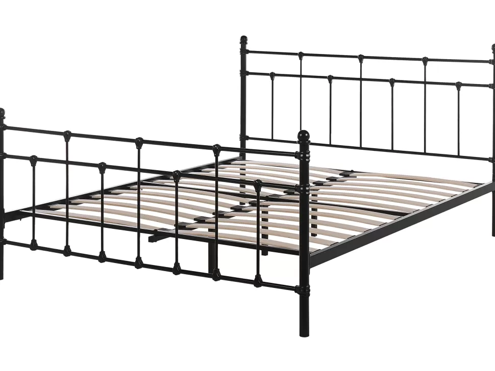 Betten>Beliani Metallbett Schwarz Lattenrost 160 X 200 Cm Lynx