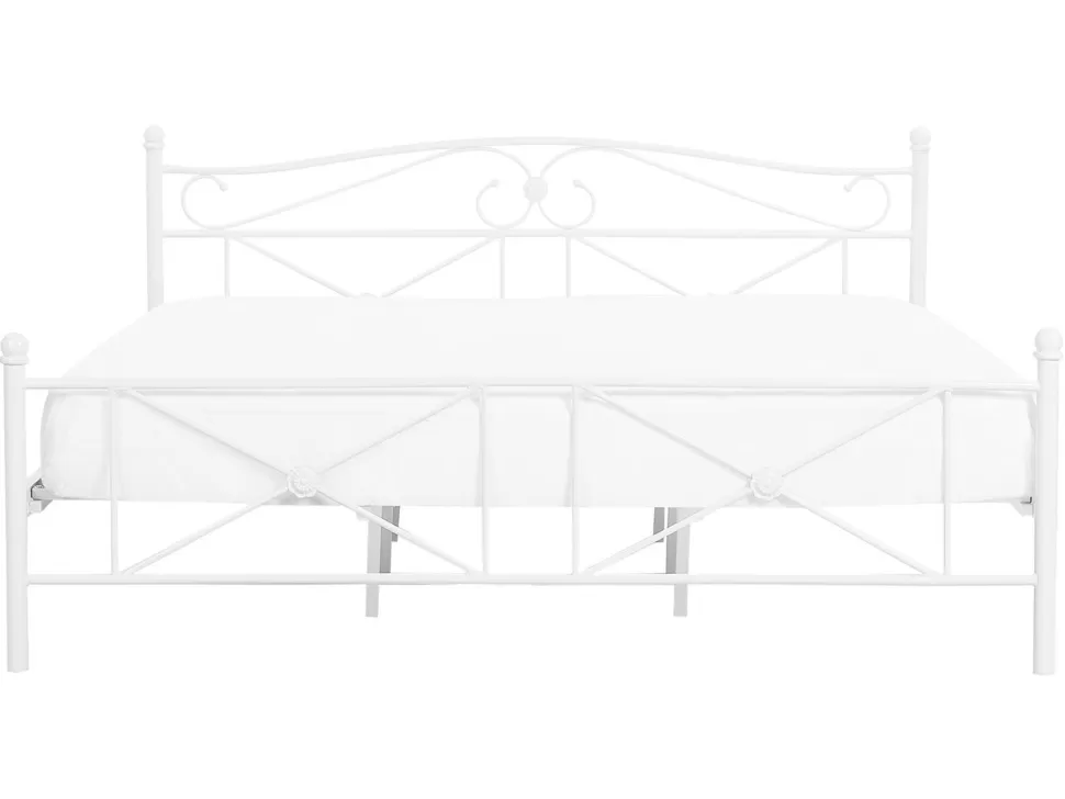 Betten>Beliani Metallbett Weis Lattenrost 160 X 200 Cm Rodez