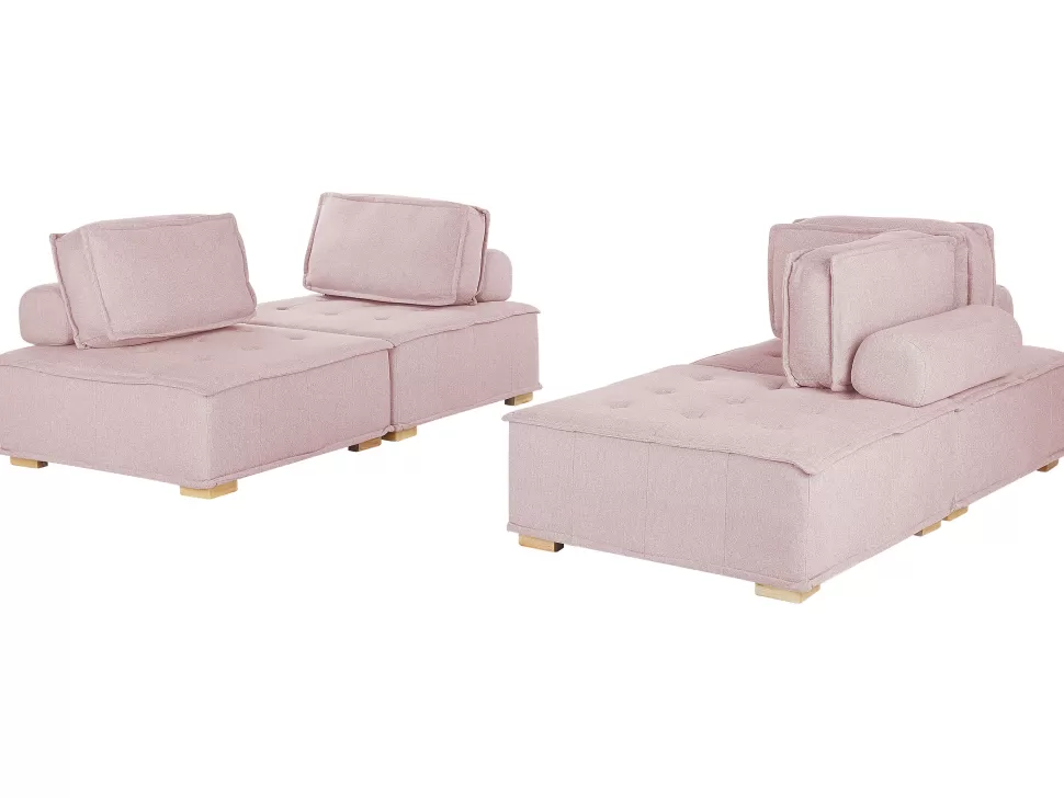 Sofas>Beliani Modular Fabric Sofa Set Pink Tibro