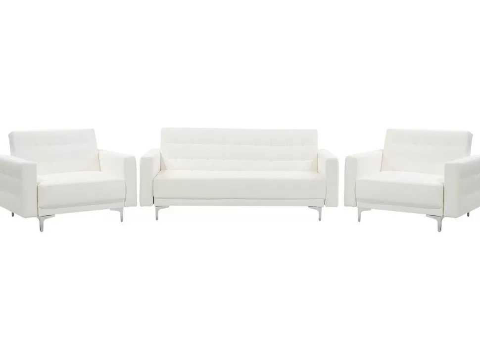 Sofas>Beliani Modular Faux Leather Living Room Set White Aberdeen