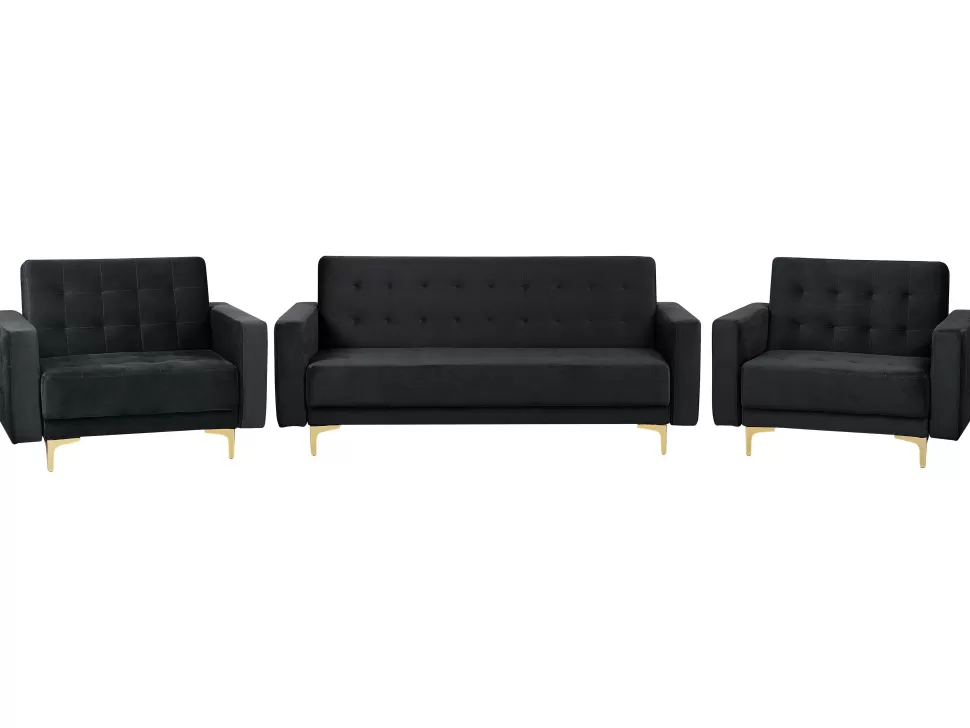 Hot Beliani Modular Velvet Living Room Set Black Aberdeen