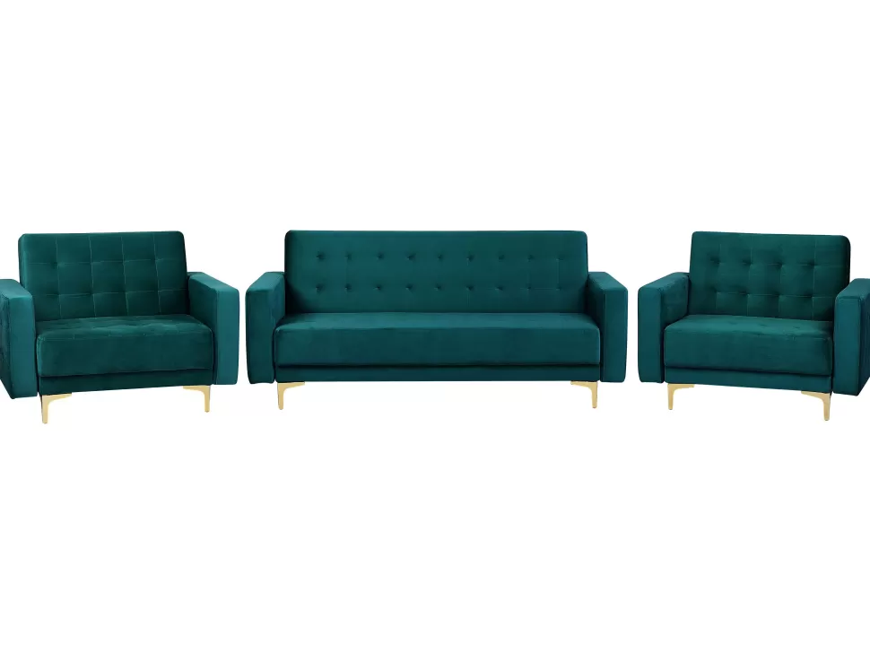 Sofas>Beliani Modular Velvet Living Room Set Teal Aberdeen