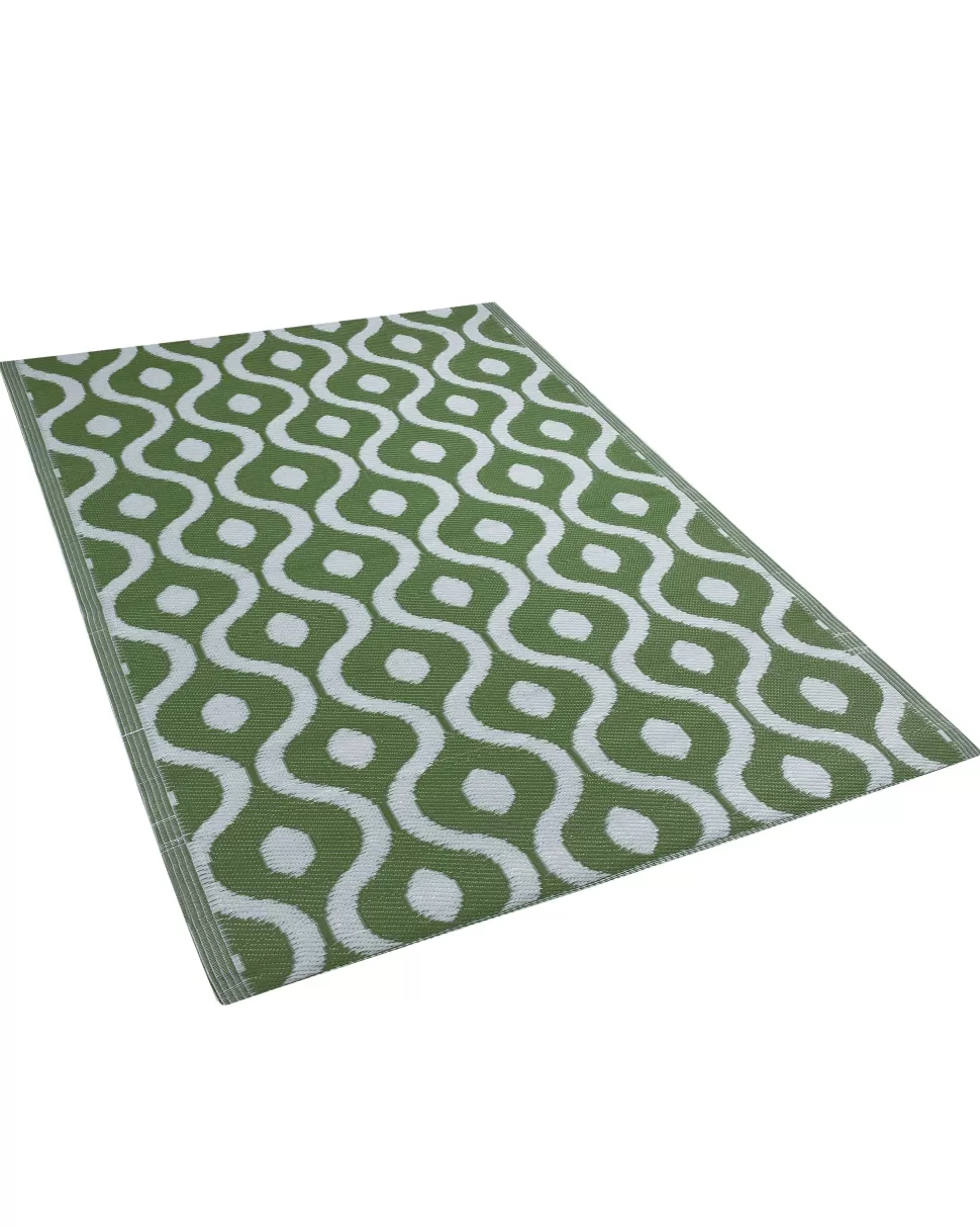 Fashion Beliani Outdoor Teppich Grun 120 X 180 Cm Marokkanisches Muster Zweiseitig Kurzflor Pune