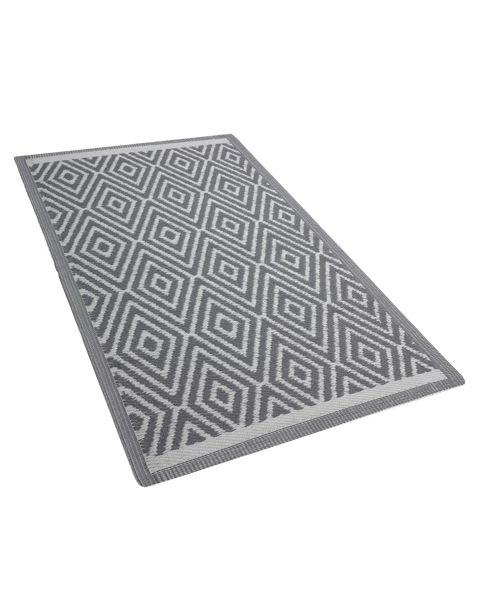 Fashion Beliani Outdoor Teppich Hellgrau 90 X 150 Cm Geometrisches Muster Kurzflor Sikar