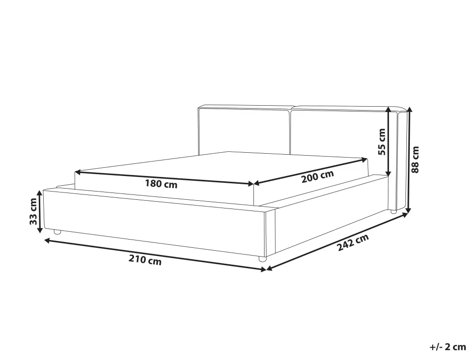 Betten>Beliani Polsterbett Grau Lattenrost 180 X 200 Cm Linards