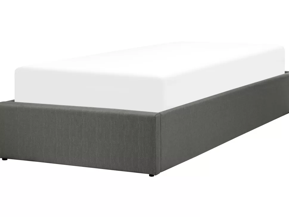 New Beliani Polsterbett Grau Mit Bettkasten Hochklappbar 90 X 200 Cm Dinan