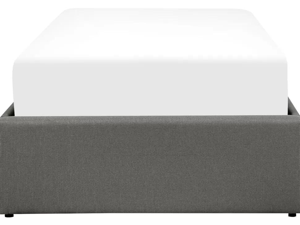 New Beliani Polsterbett Grau Mit Bettkasten Hochklappbar 90 X 200 Cm Dinan
