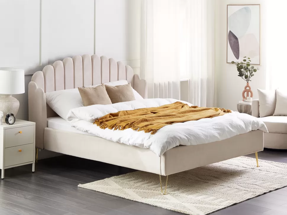 Best Beliani Polsterbett Hellbeige Lattenrost 160 X 200 Cm Ambillou