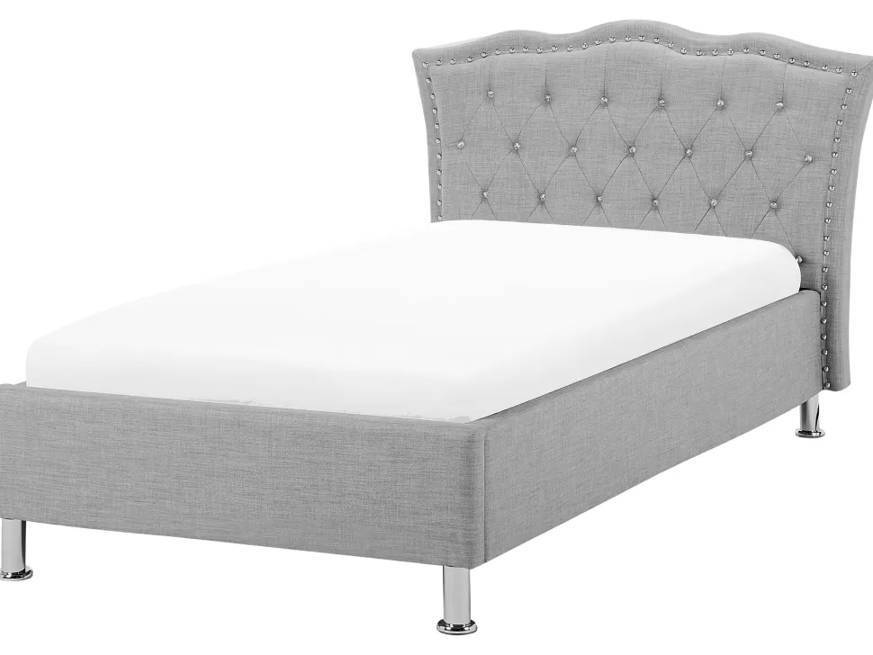 Clearance Beliani Polsterbett Leinenoptik Grau Mit Bettkasten Hochklappbar 90 X 200 Cm Metz