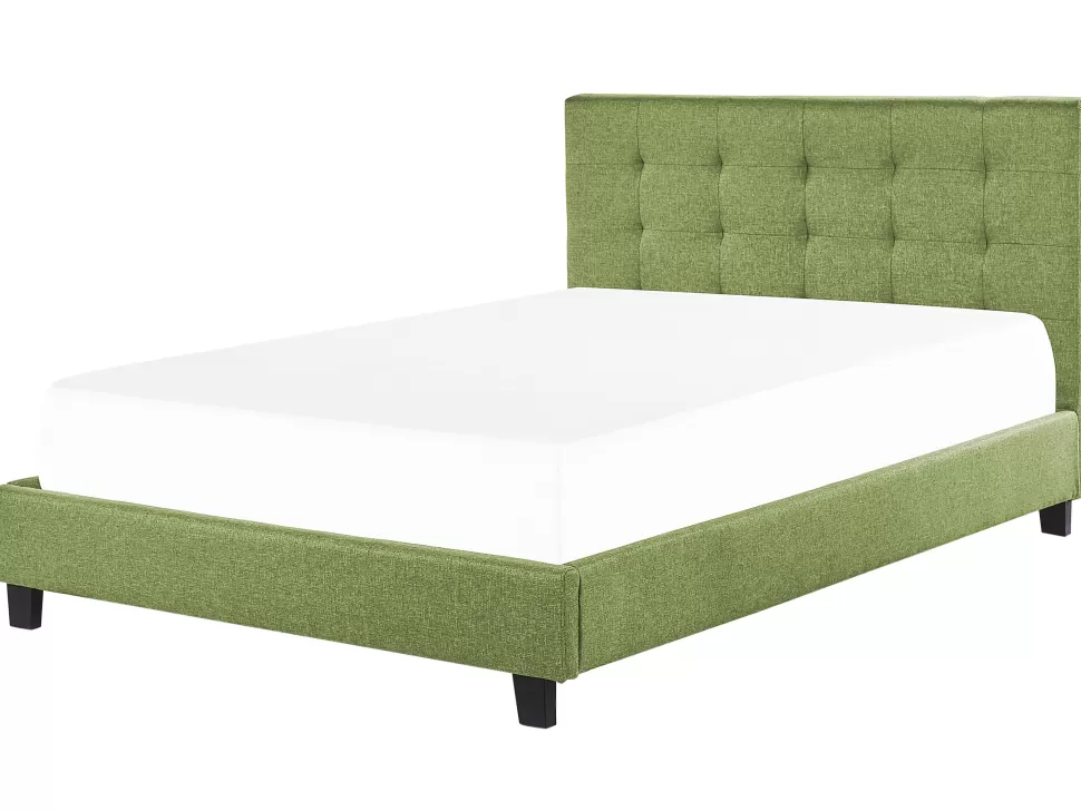 Discount Beliani Polsterbett Leinenoptik Grun Lattenrost 180 X 200 Cm La Rochelle
