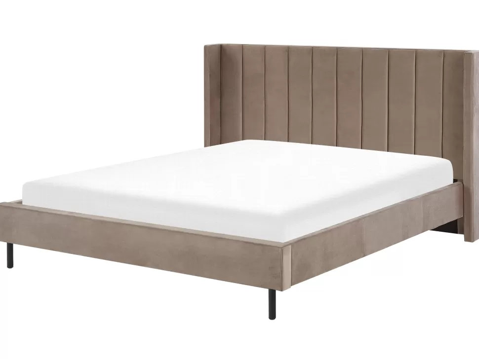 Cheap Beliani Polsterbett Samtstoff Taupe Lattenrost 180 X 200 Cm Villette