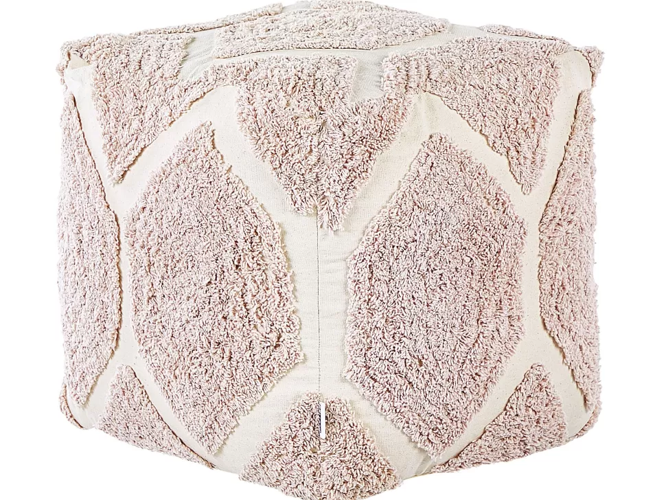 Kinder>Beliani Pouf Baumwolle Beige / Rosa 40 X 40 Cm Rojhan