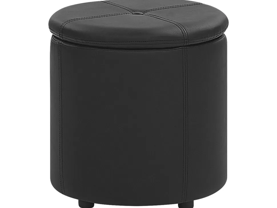 Aufbewahrung>Beliani Pouf Mit Stauraum Kunstleder Schwarz 38 Cm Maryland