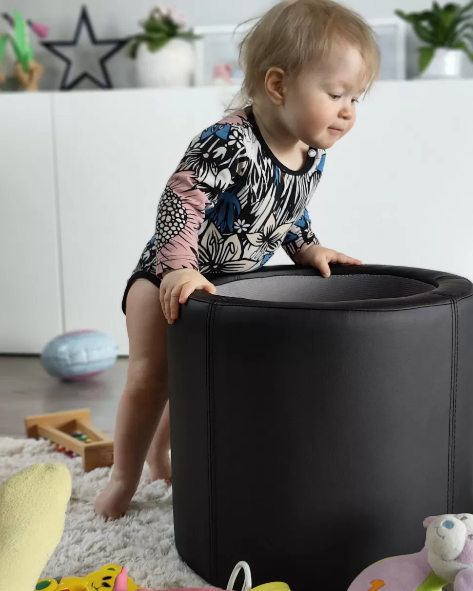 Aufbewahrung>Beliani Pouf Mit Stauraum Kunstleder Schwarz 38 Cm Maryland