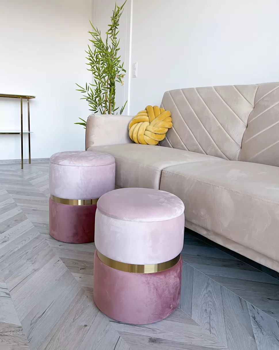 Cheap Beliani Pouf Samtstoff Mit Stauraum Rosa 2Er Set Wichita