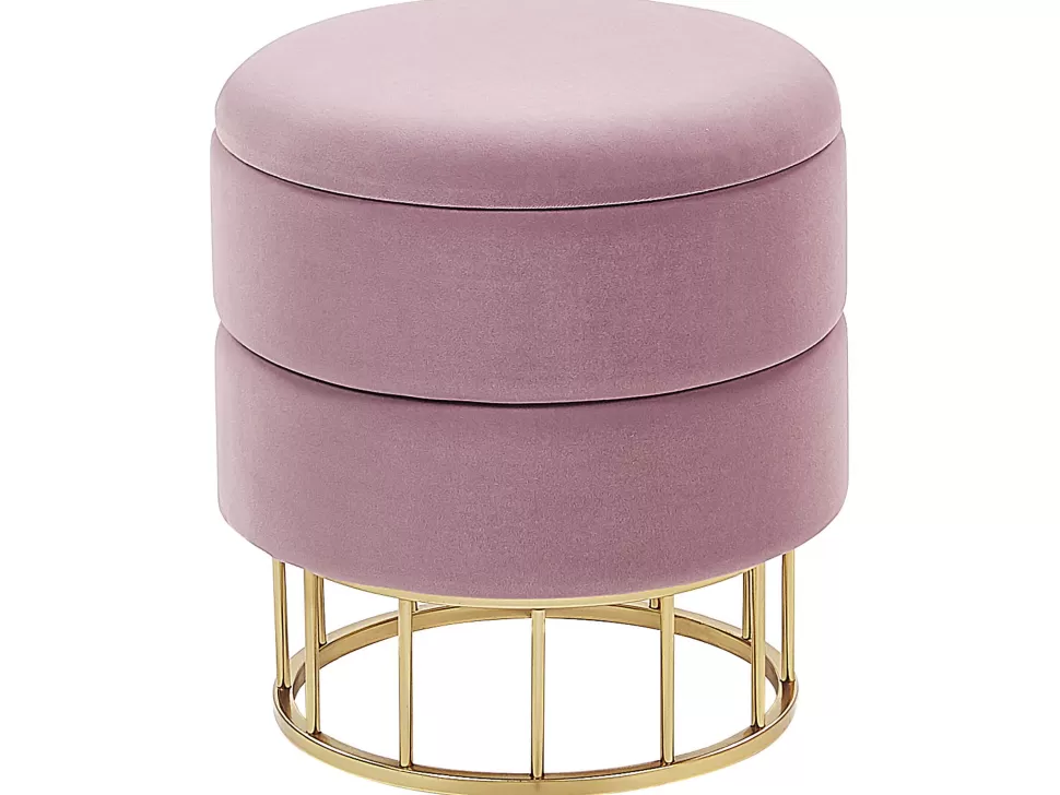 Hot Beliani Pouf Samtstoff Mit Stauraum Rosa 37 Cm Elgin