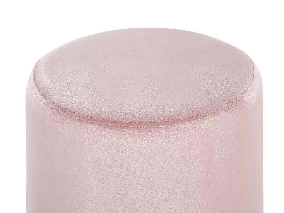 Sale Beliani Pouf Samtstoff Rosa / Silber 36 Cm Rund Brigitte