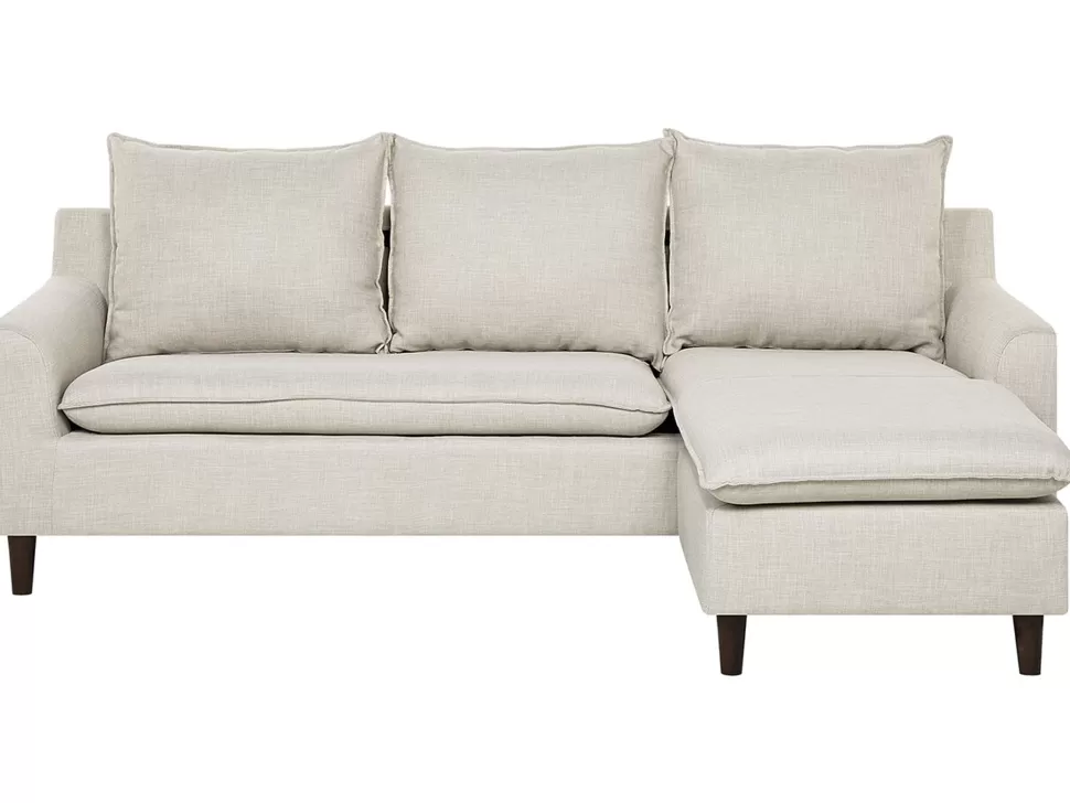 Sofas>Beliani Reversible Fabric Corner Sofa Beige Elvenes