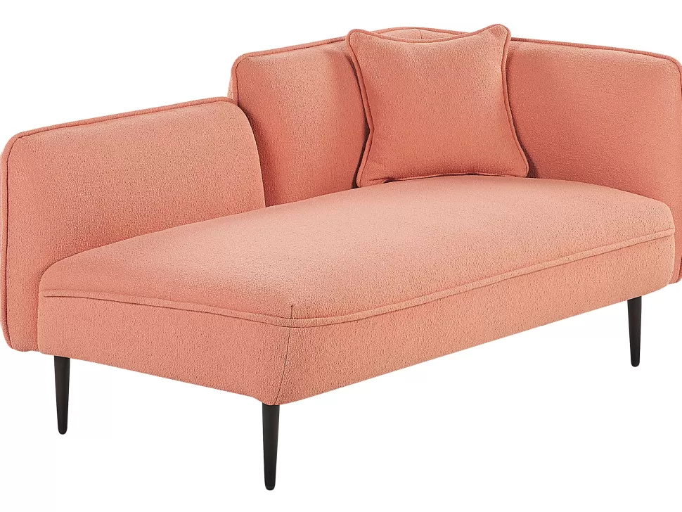 Flash Sale Beliani Right Hand Boucle Chaise Lounge Peach Pink Chevannes