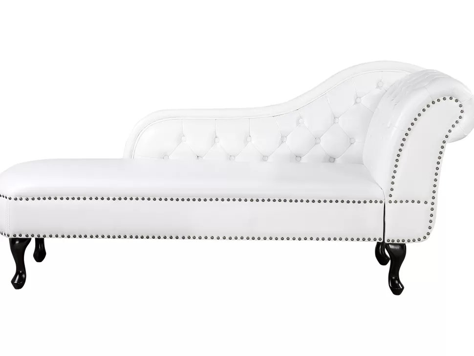 Sofas>Beliani Right Hand Chaise Lounge Faux Leather White Nimes