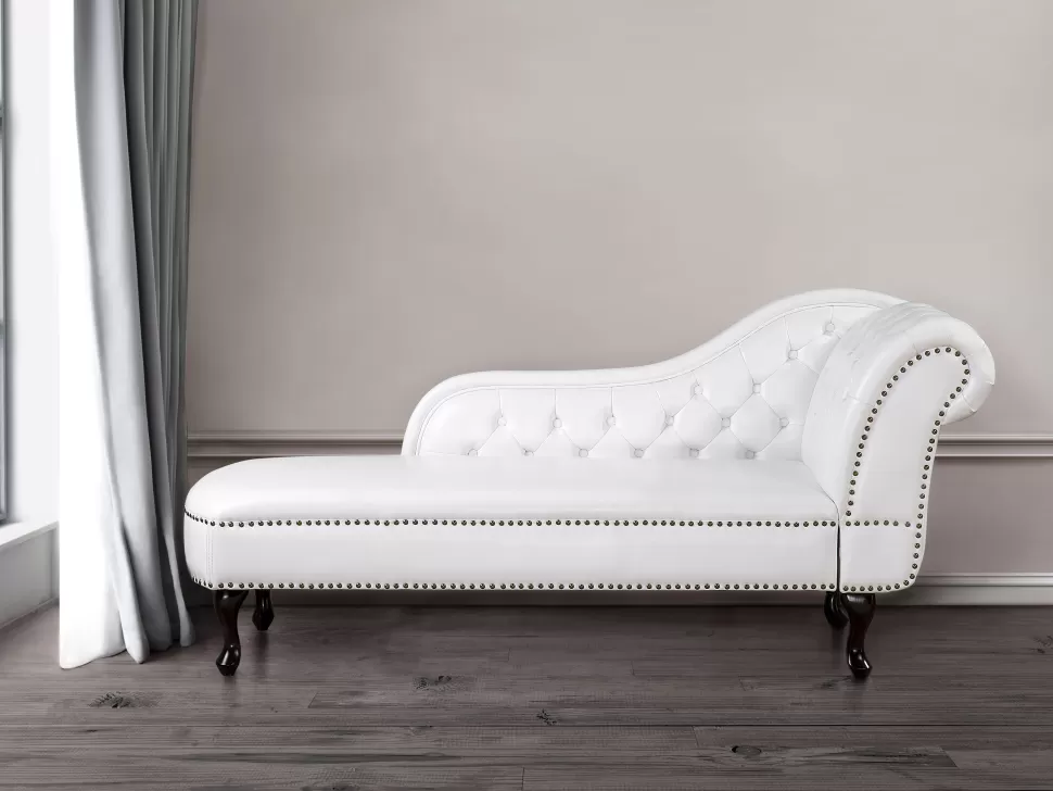 Sofas>Beliani Right Hand Chaise Lounge Faux Leather White Nimes