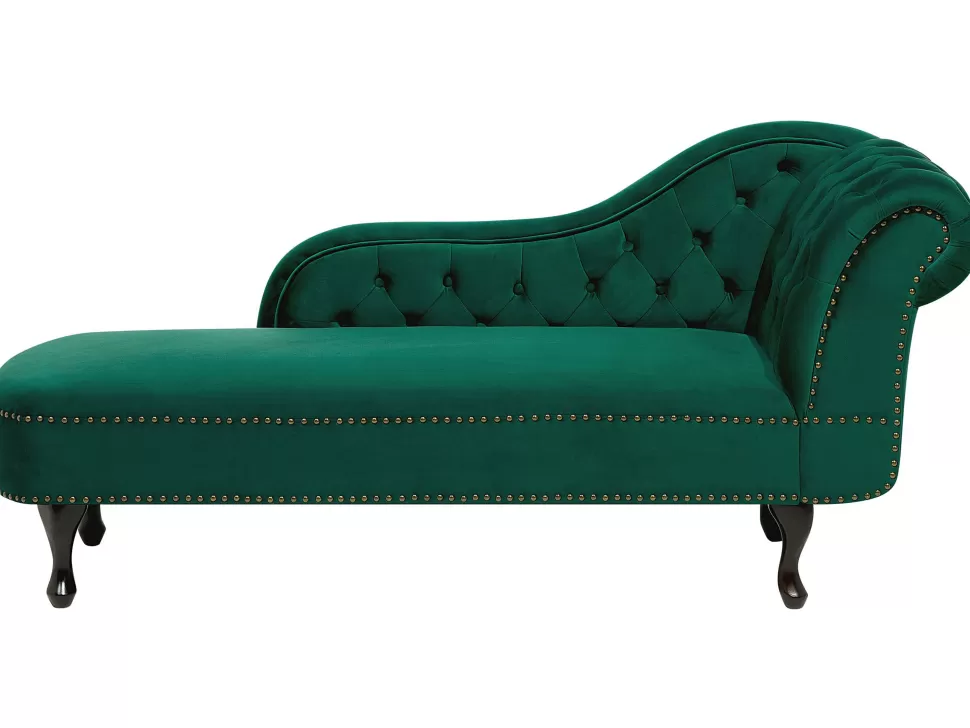 Flash Sale Beliani Right Hand Chaise Lounge Velvet Green Nimes