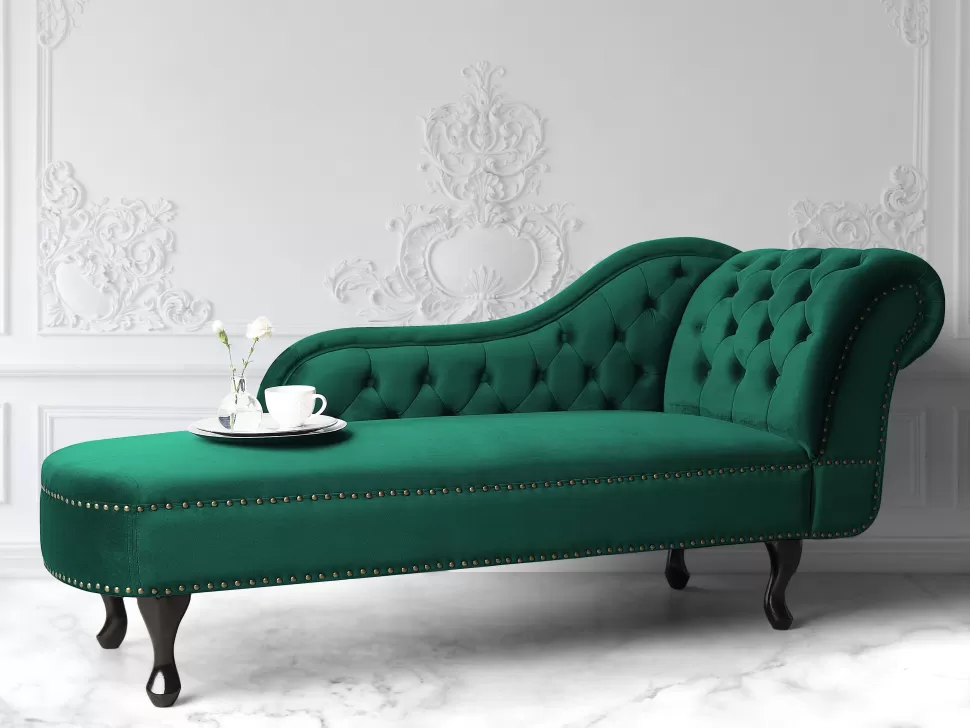 Flash Sale Beliani Right Hand Chaise Lounge Velvet Green Nimes