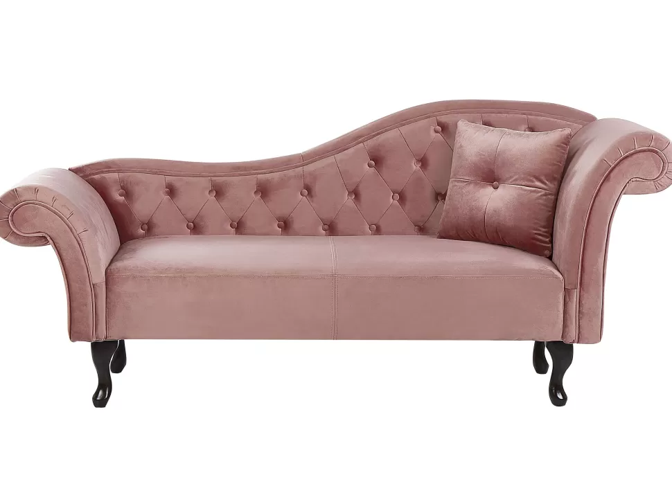 Cheap Beliani Right Hand Chaise Lounge Velvet Pink Lattes