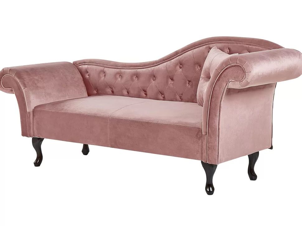 Cheap Beliani Right Hand Chaise Lounge Velvet Pink Lattes