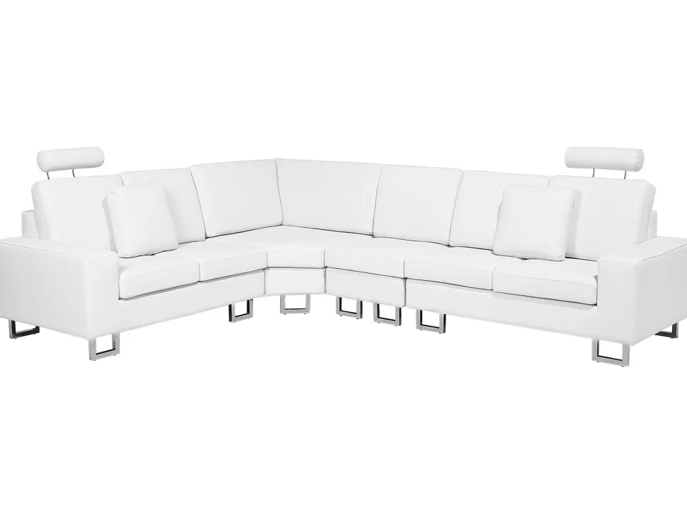 Fashion Beliani Right Hand Corner Leather Sofa White Stockholm