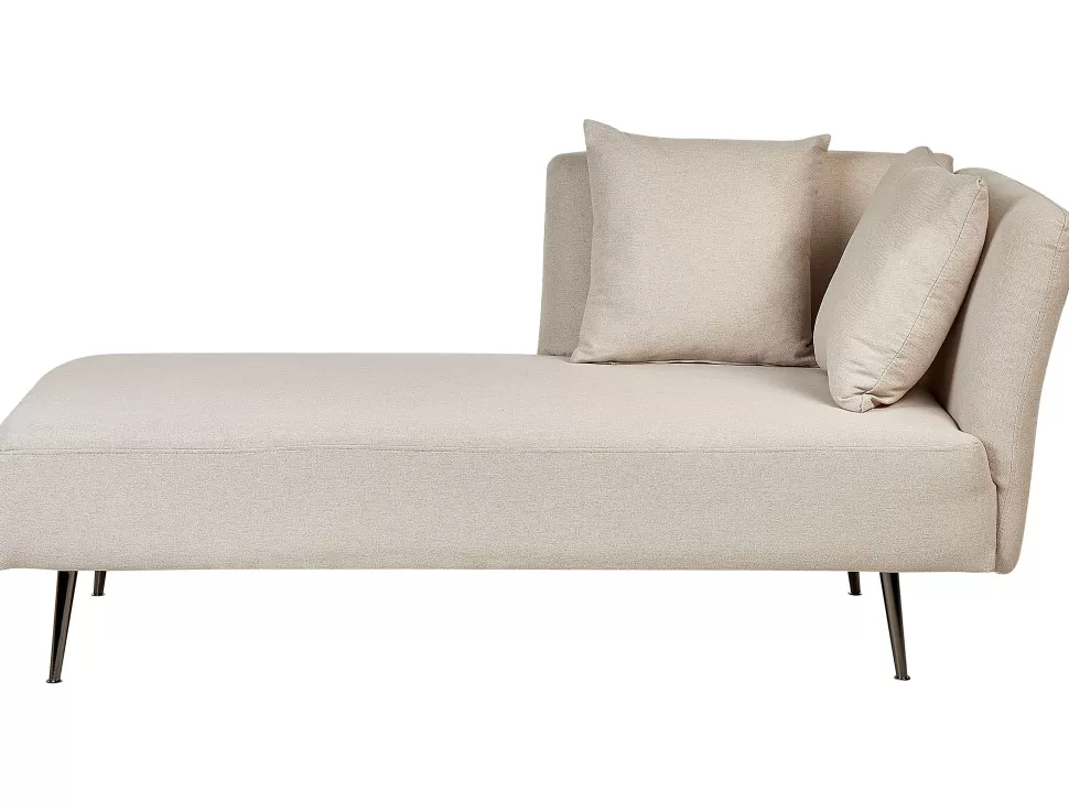 Sofas>Beliani Right Hand Fabric Chaise Lounge Beige Riom