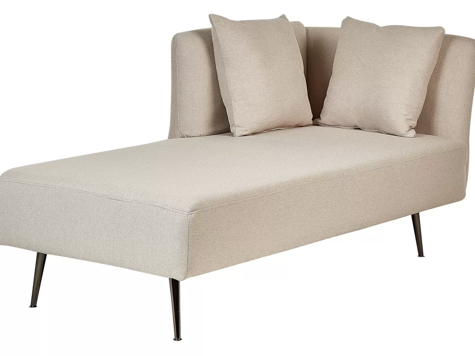 Sofas>Beliani Right Hand Fabric Chaise Lounge Beige Riom