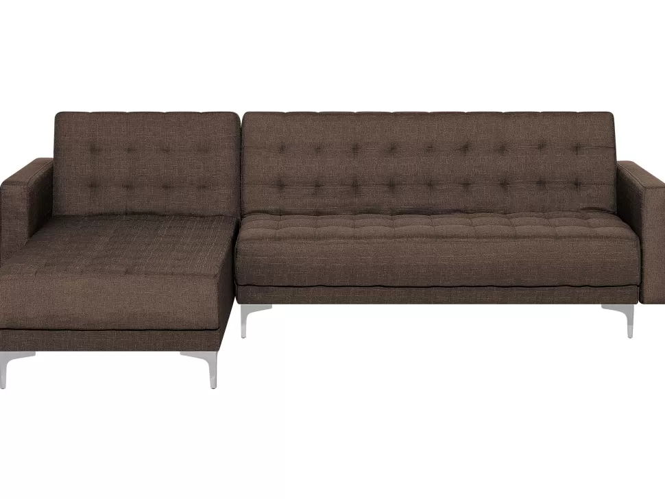 Flash Sale Beliani Right Hand Fabric Corner Sofa Dark Brown Aberdeen