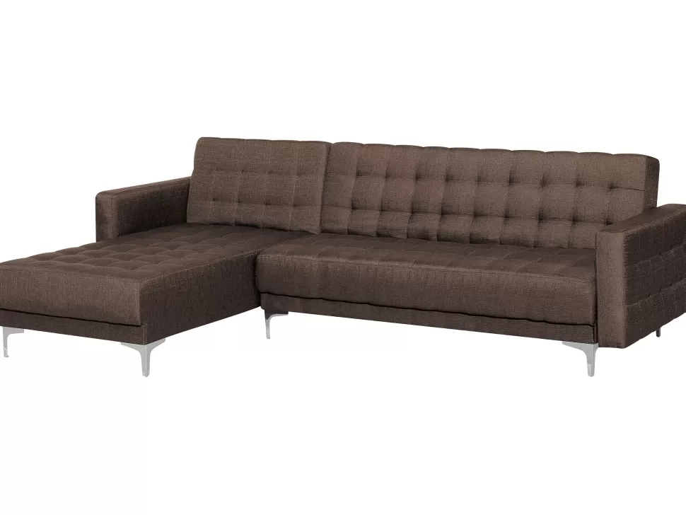 Flash Sale Beliani Right Hand Fabric Corner Sofa Dark Brown Aberdeen