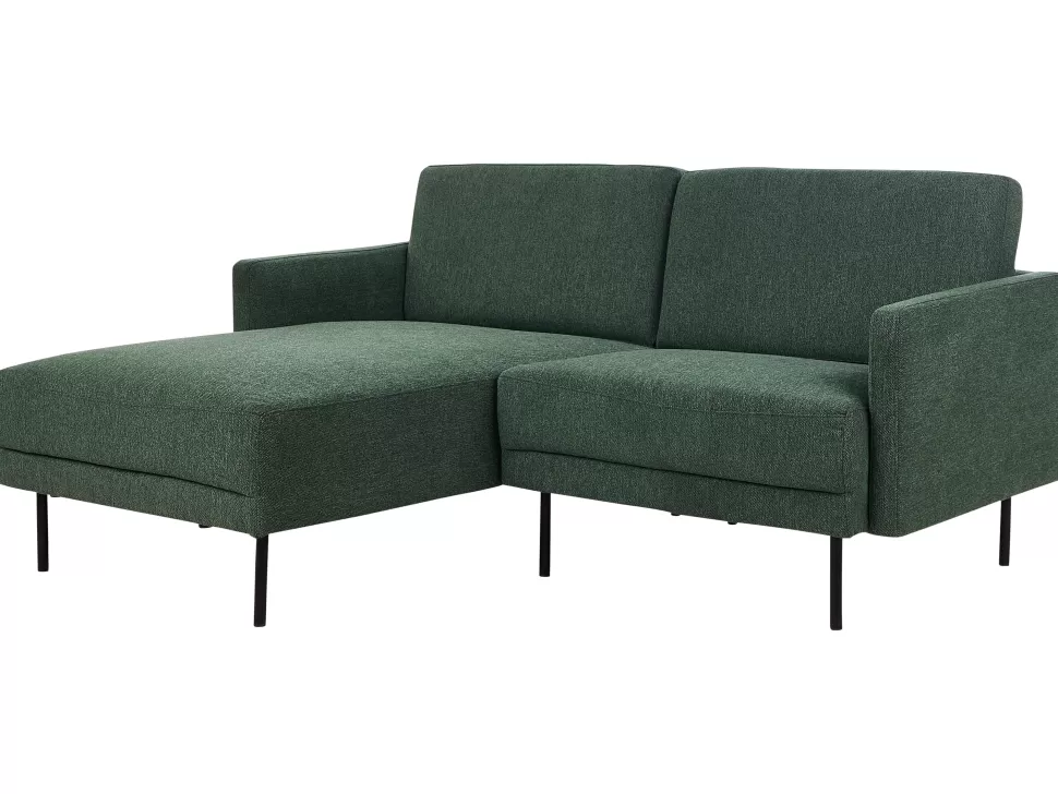 Fashion Beliani Right Hand Fabric Corner Sofa Dark Green Breda