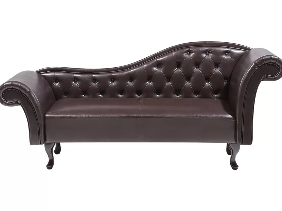 Sale Beliani Right Hand Faux Leather Chaise Lounge Brown Lattes