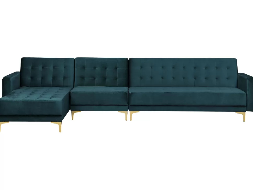 Fashion Beliani Right Hand Modular Fabric Sofa Teal Aberdeen