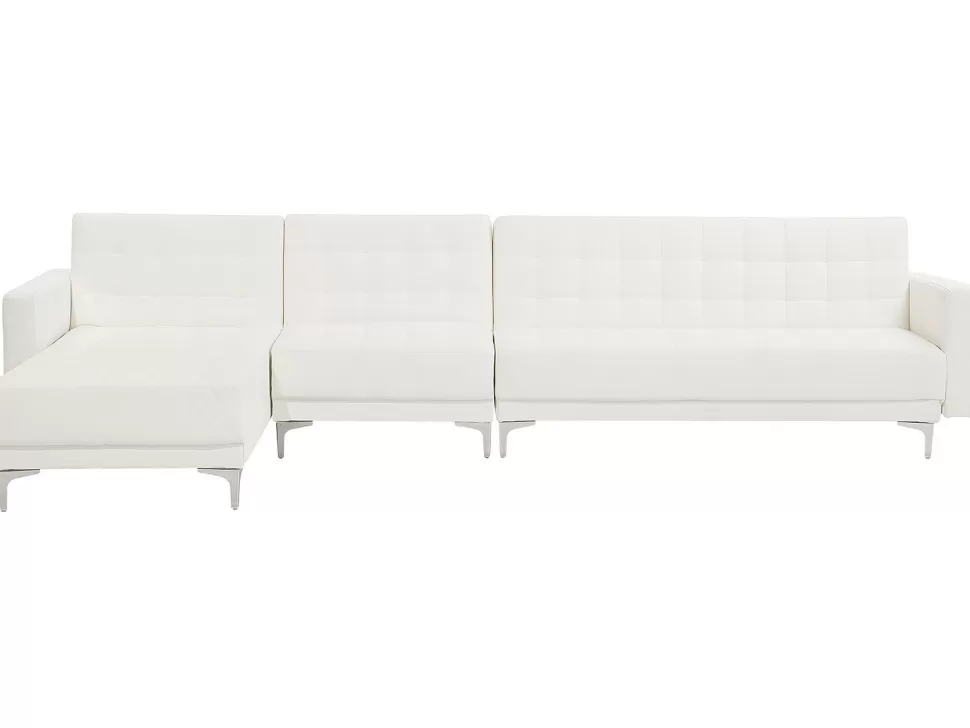 Sofas>Beliani Right Hand Modular Faux Leather Sofa White Aberdeen