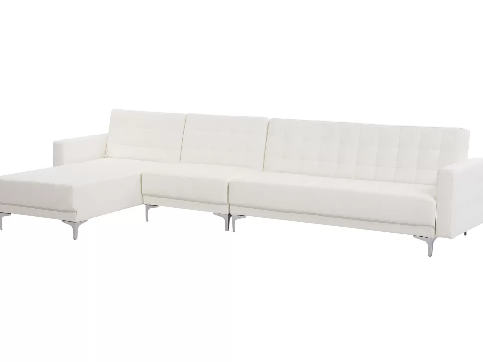 Sofas>Beliani Right Hand Modular Faux Leather Sofa White Aberdeen