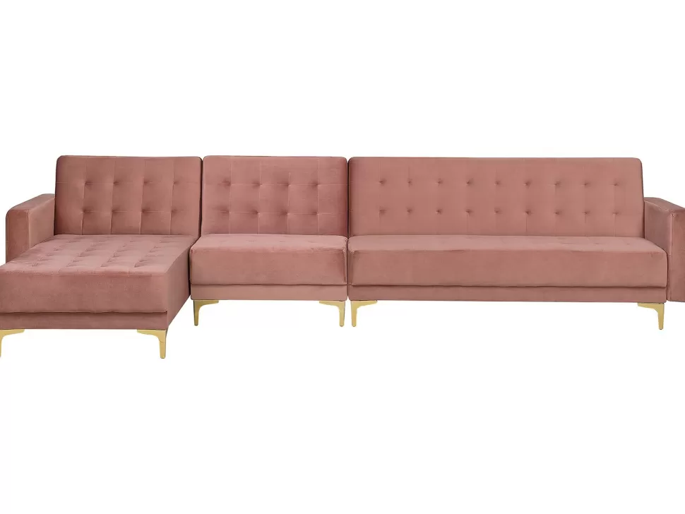 Sofas>Beliani Right Hand Modular Velvet Sofa Pink Aberdeen