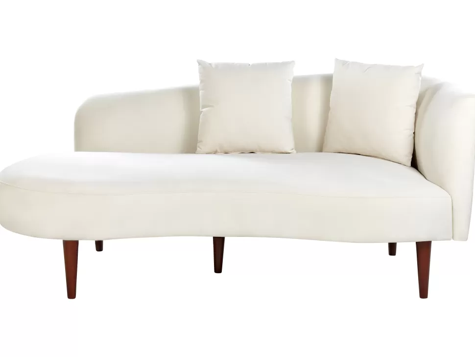 Online Beliani Right Hand Velvet Chaise Lounge Cream Chaumont