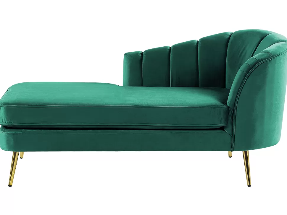 Outlet Beliani Right Hand Velvet Chaise Lounge Emerald Green Allier