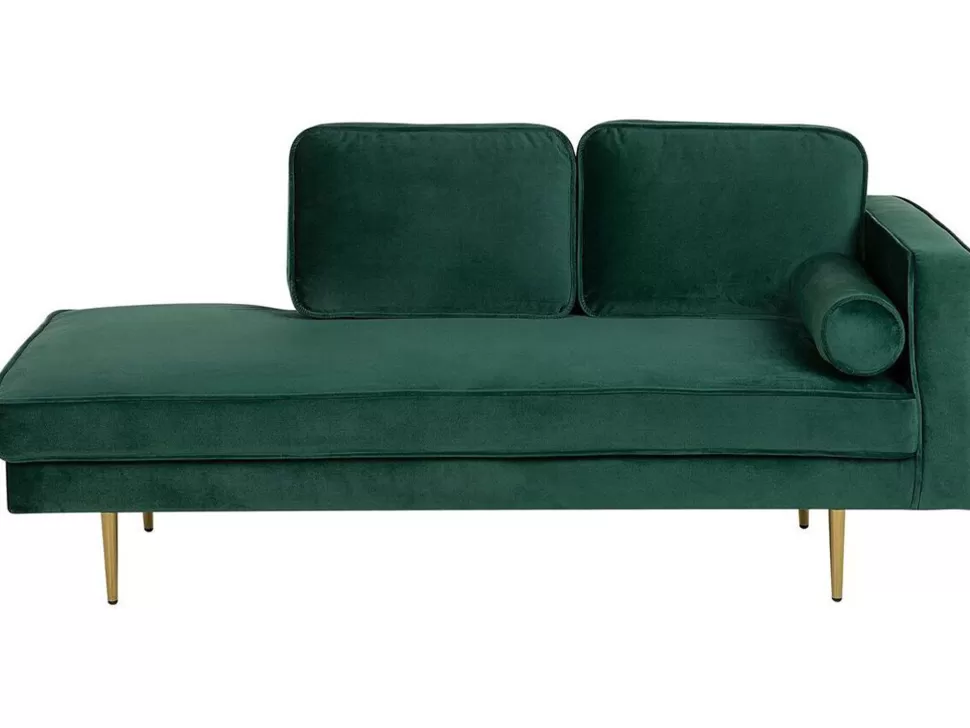 Sofas>Beliani Right Hand Velvet Chaise Lounge Emerald Green Miramas