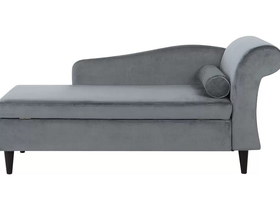 Flash Sale Beliani Right Hand Velvet Chaise Lounge Light Grey Luiro