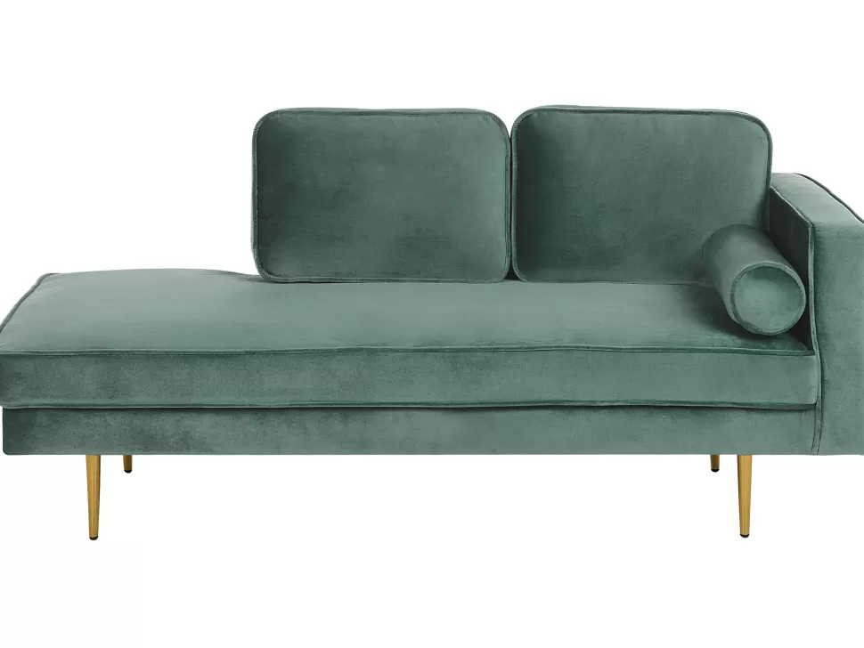 Sofas>Beliani Right Hand Velvet Chaise Lounge Mint Green Miramas