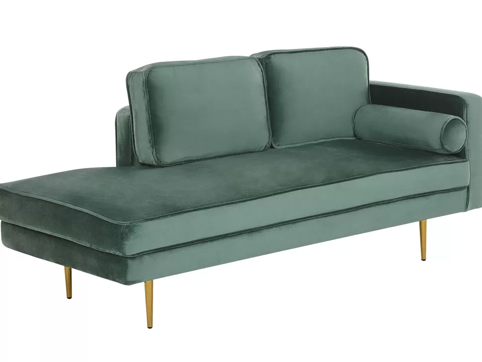 Sofas>Beliani Right Hand Velvet Chaise Lounge Mint Green Miramas