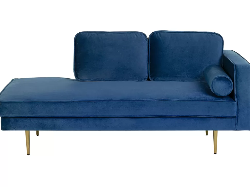 Fashion Beliani Right Hand Velvet Chaise Lounge Navy Blue Miramas